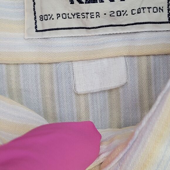 Vintage 80s Arrow Kent Button Shirt Medium 22x30 Beige - Picture 7 of 11